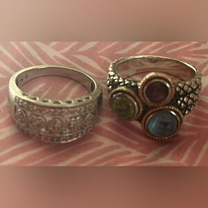Elegant Silver and Multicolor Gemstone Rings